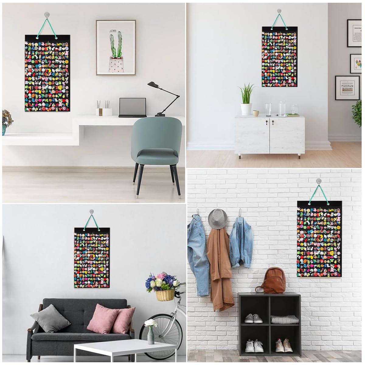 HASTHIP Shoe Charms Organizer for Wall Display with 180 Slots and Felt Board | Easy Hanging