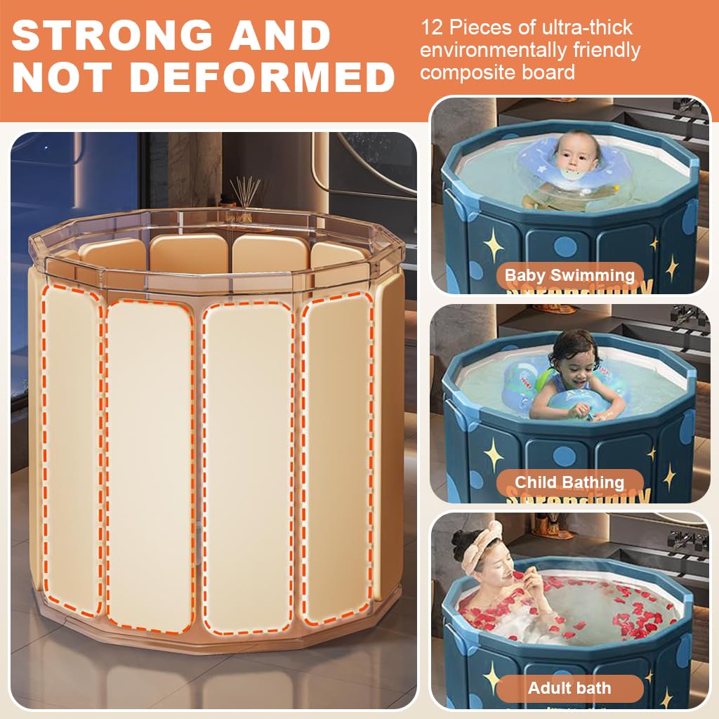 HANNEA Bath Tub for Bathroom with 25.5 in Diameter PVC Foldable Design | Ice and Hot Water Therapy