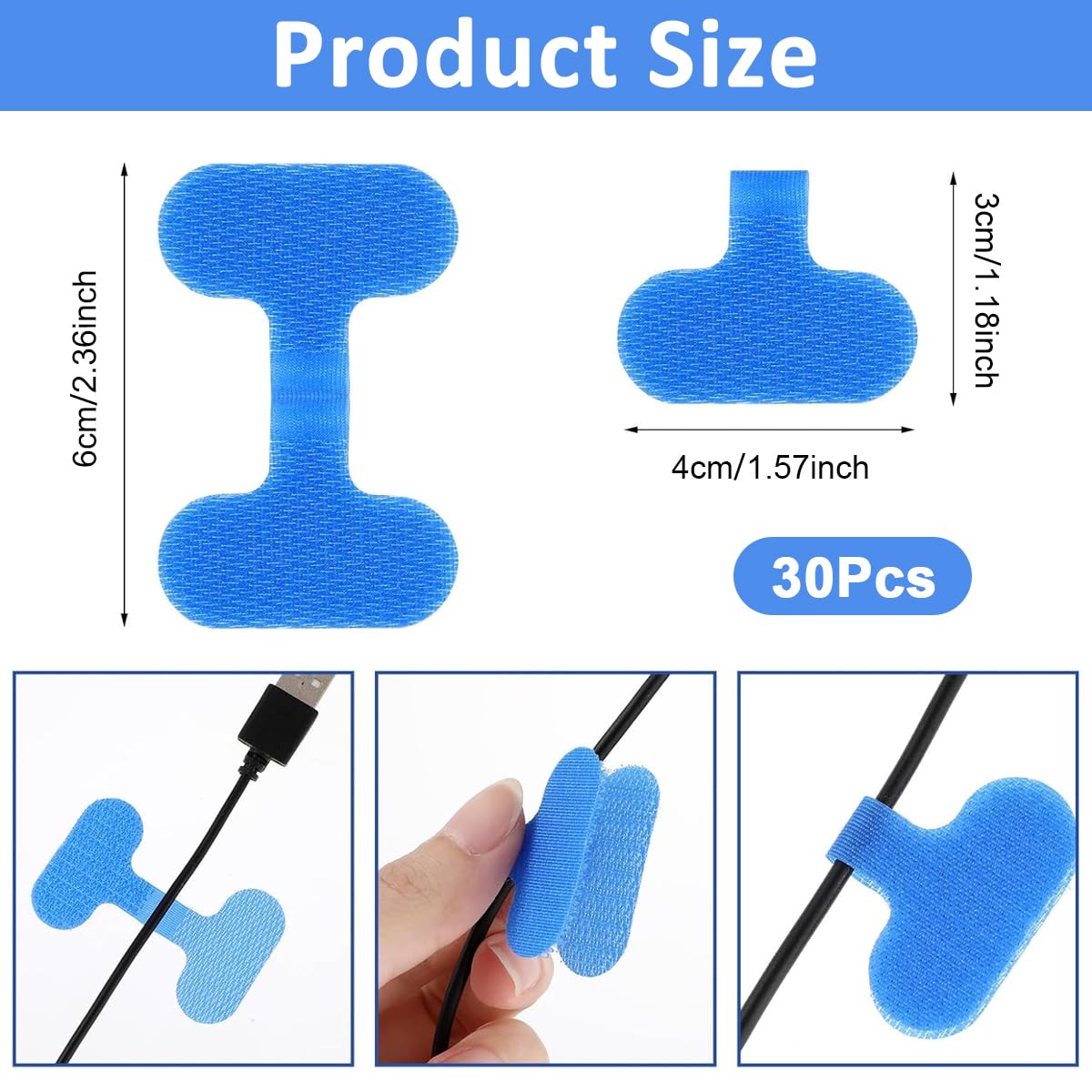HASTHIP Cable Labels for Easy Wire Organization with Reusable Hook & Loop Design | 30 Pcs in 8 Colors