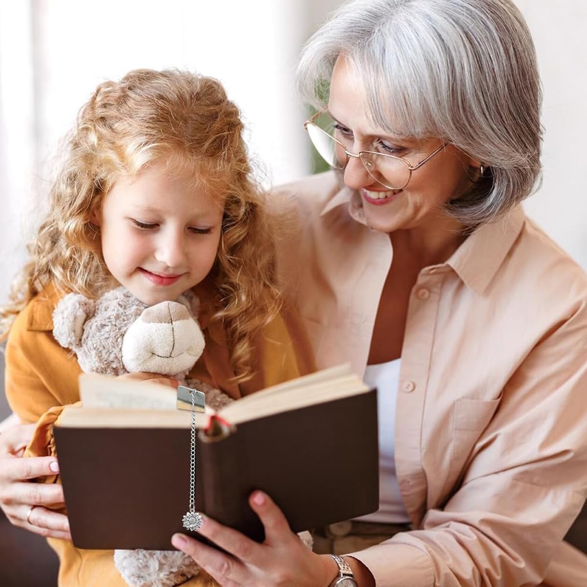 OFIFO Stainless Steel Metal Bookmark for Retirement Gifts with 5.11 in Floral Cutout and Sunflower Charm