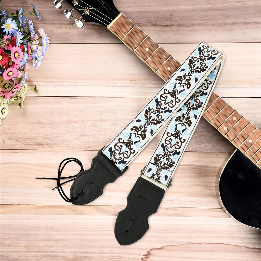 HASTHIP Guitar Shoulder Strap for Acoustic Electric and Bass Guitars featuring Pick Holder Slot and Adjustable 85–140cm Wide Nylon Design