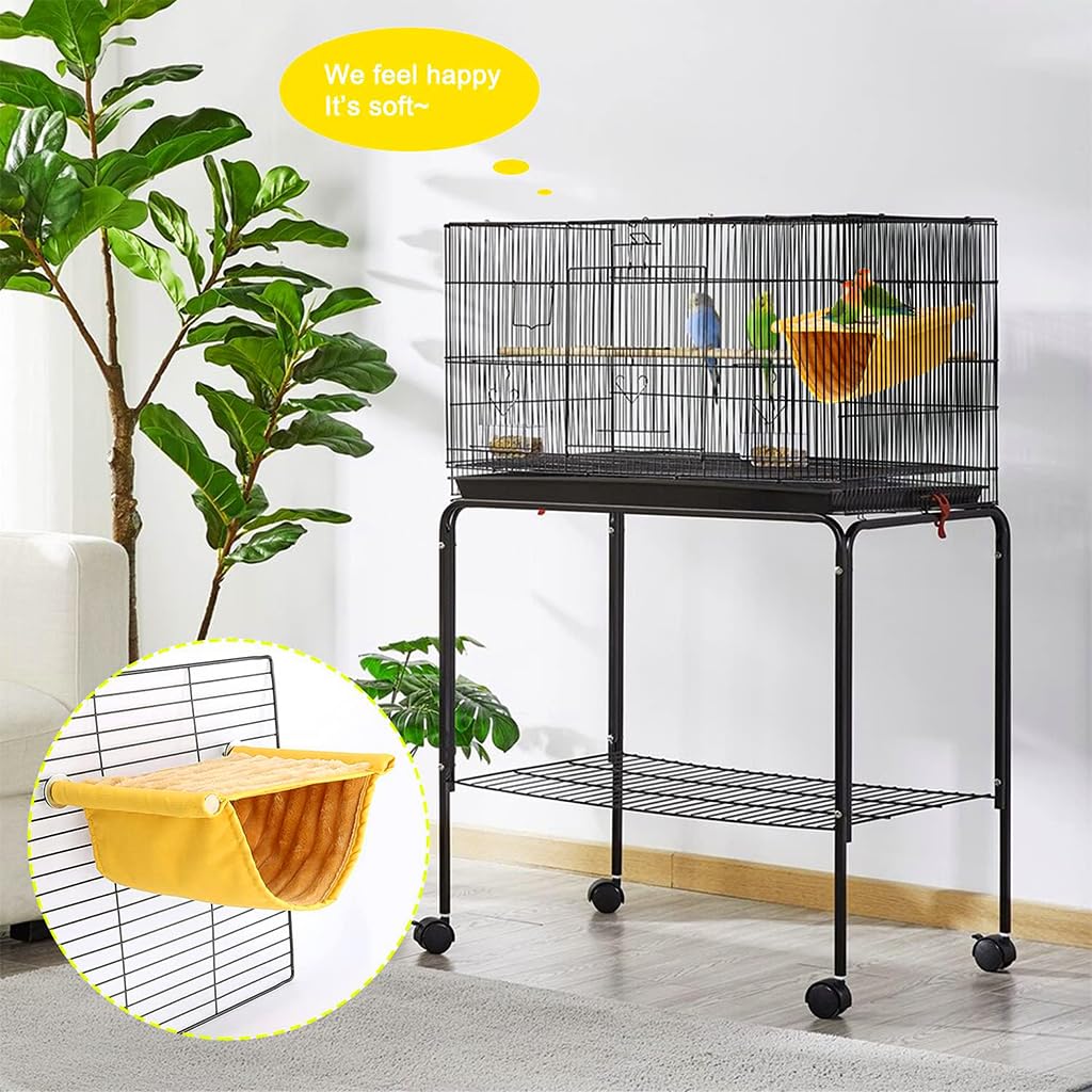 Qpets® Bird Nest for Cage Hanging Bird Nest Winter Warm Bird Hammock for Cage Bird Cage Bird Nest Small Pet Bed for Parakeet Lovebird Cockatoo Finch Hamster Chinchilla Guinea Pig, Orange