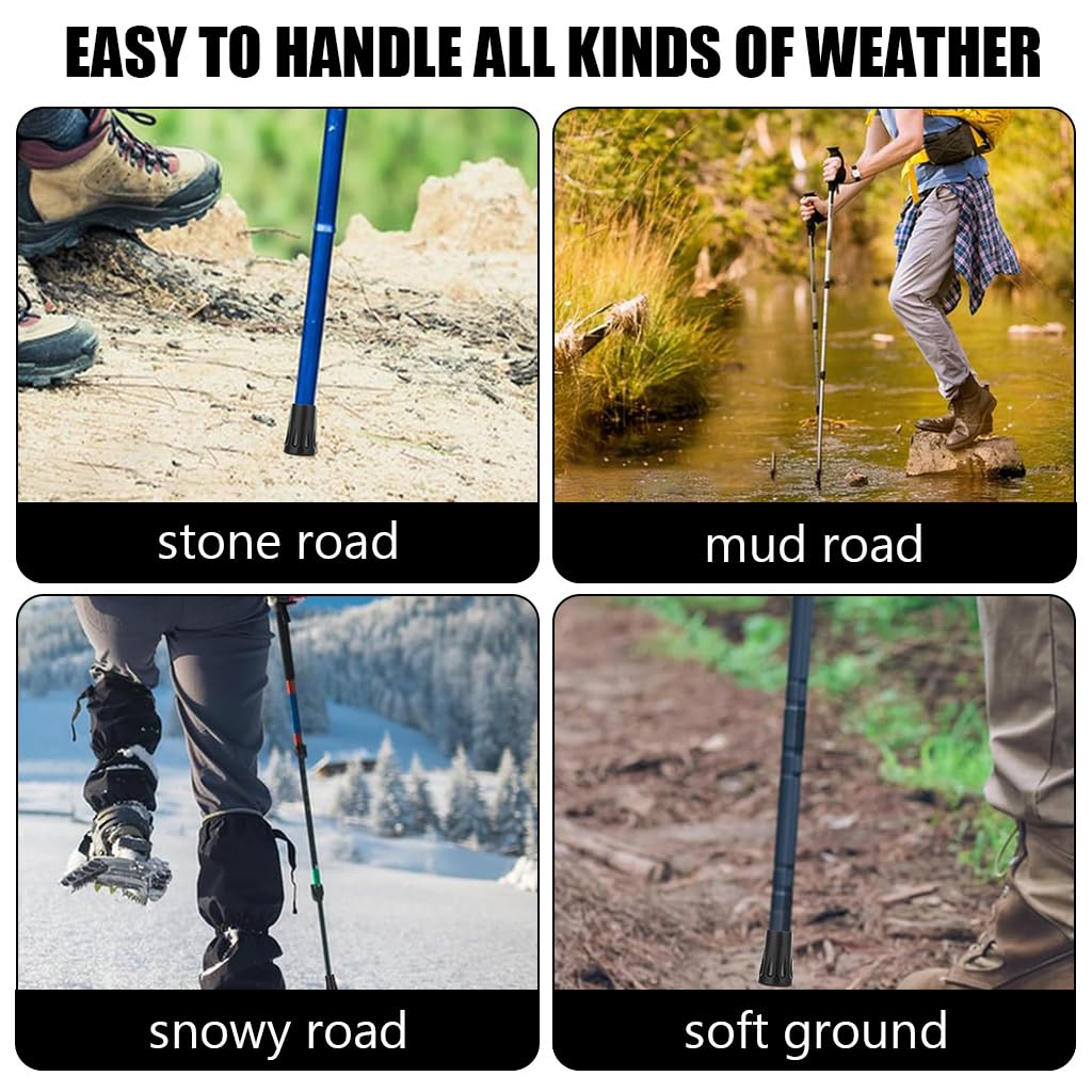 Proberos Trekking Pole Rubber Tips 12PCS for Hiking Sticks with Metal Washer | 11mm Universal