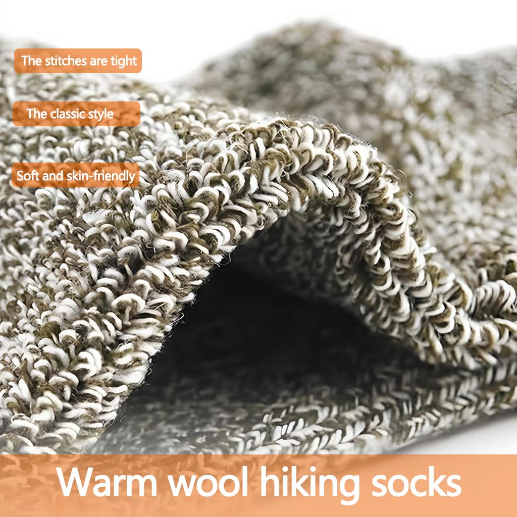 Zibuyu Mens Merino Wool Thermal Hiking Socks 5 Pairs with Cushion for Winter Use
