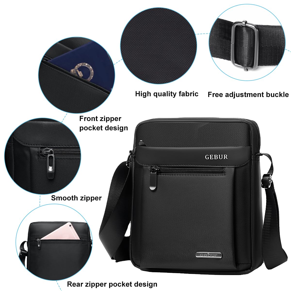 GUSTAVE® Sling Bag for Men wtih Adjustable Strap, Waterproof & Anti-Scratch Large Capacity Shoulder Bag Crossbody Bags, Messenger Bag, Stylish Side Bag for College