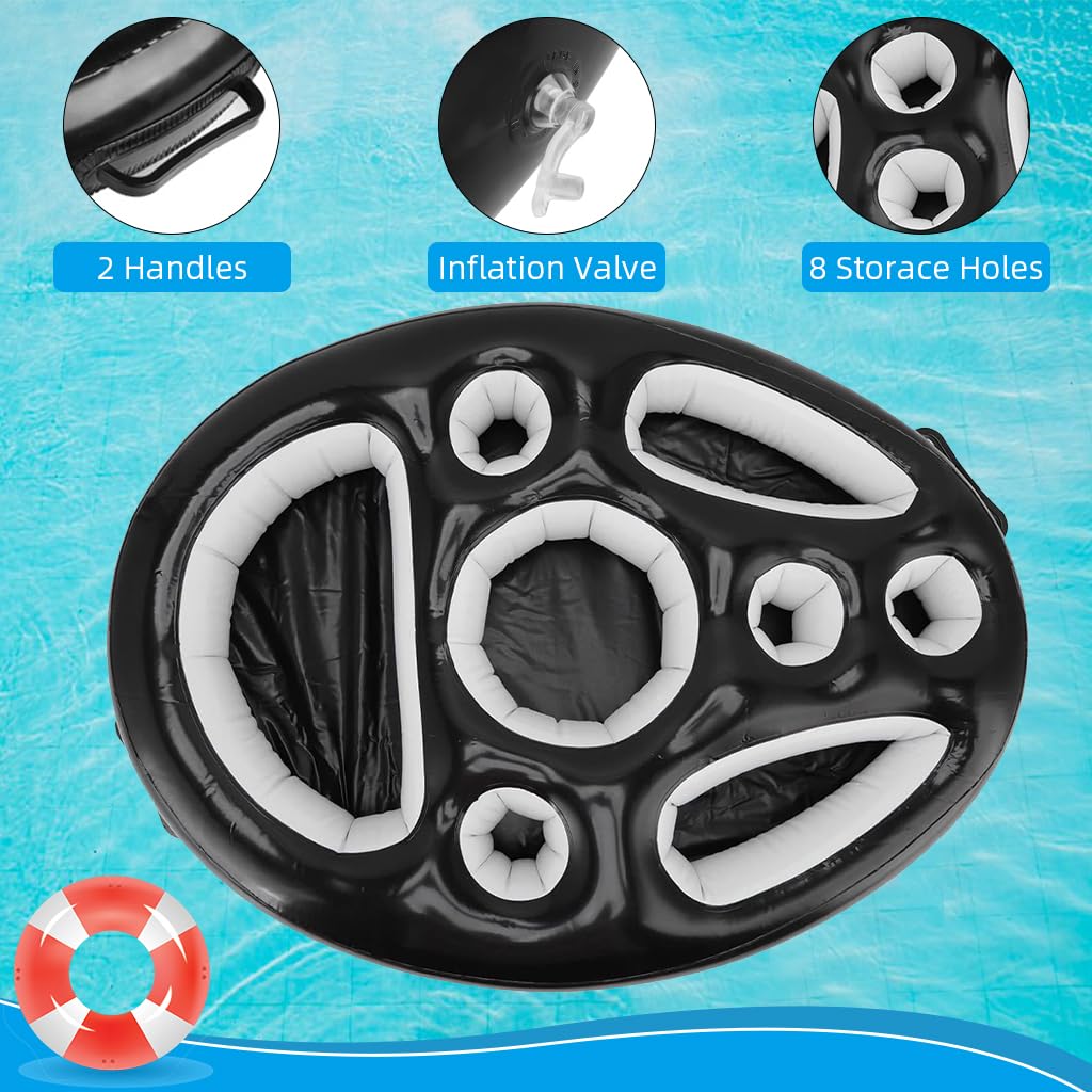 Proberos Pool Drink Holder Inflatable Floating Tray for Parties with 8 Holes | 3PCS Set