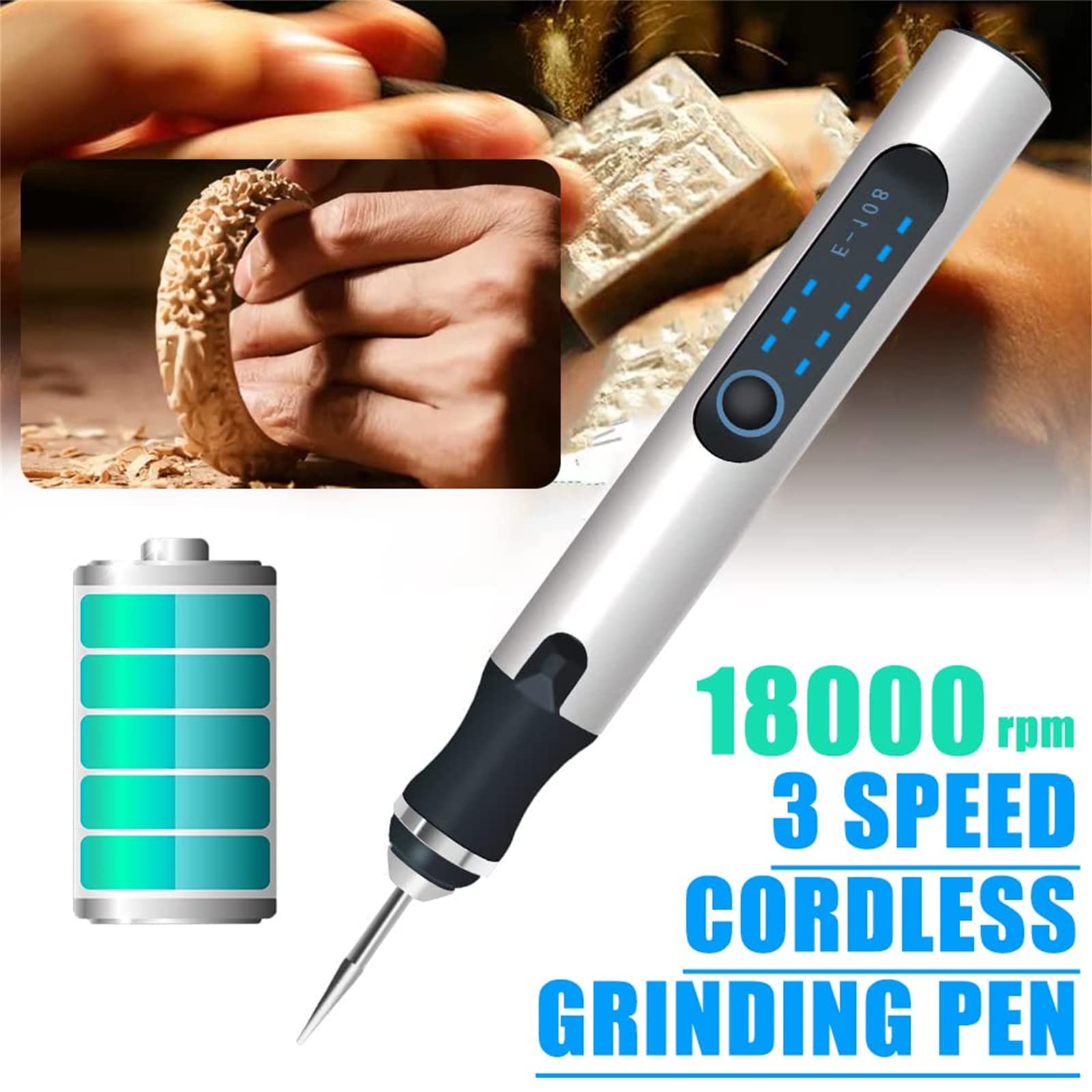 Verilux USB Rechargeable Engraving Machines - USB Engraving Pen,Mini Engraver Etching Pen with Engraving Accessories,Cordless Wood Engraving Kit for Jewelry,Wood,Glass,Plastic(Silver) (silver)