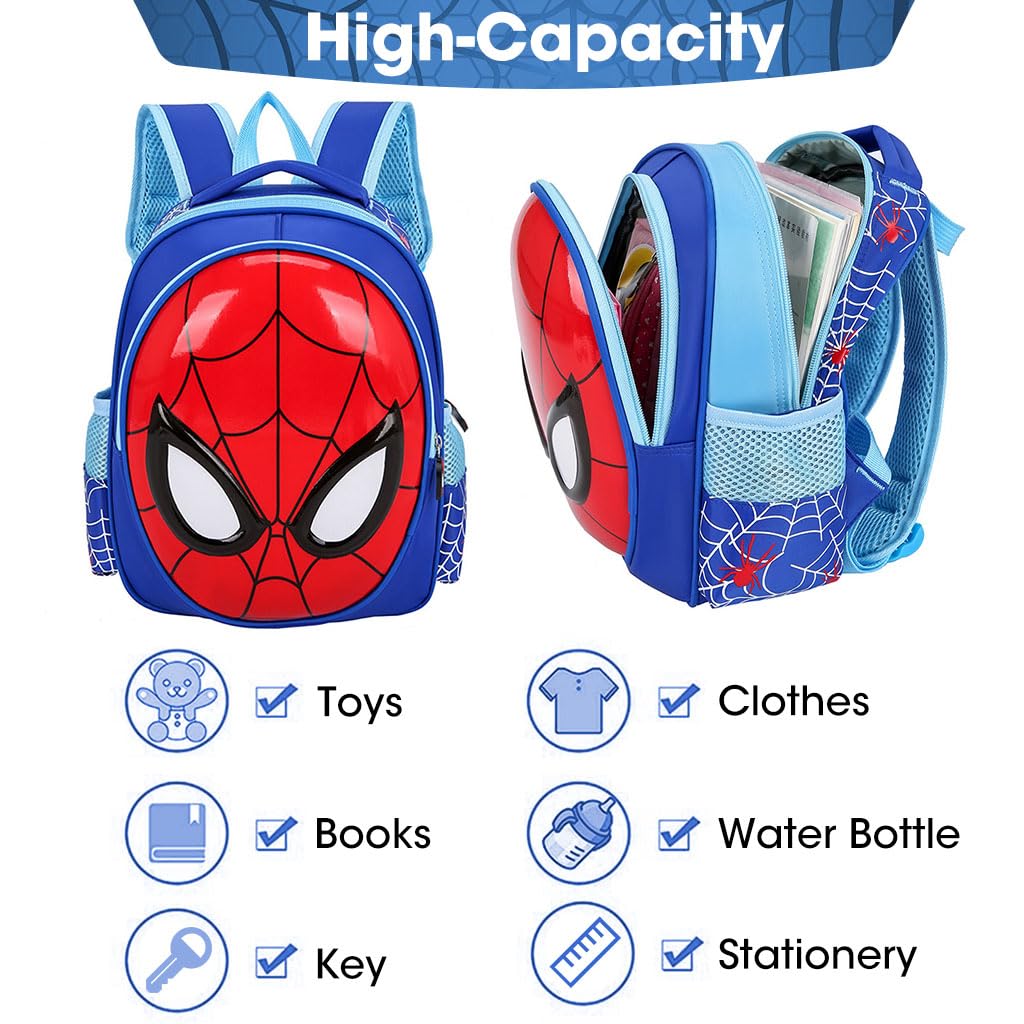 FANCYKU School Backpack for Kids with Large Capacity and Burden Relief | Blue Bag for Boys 2–4 Years