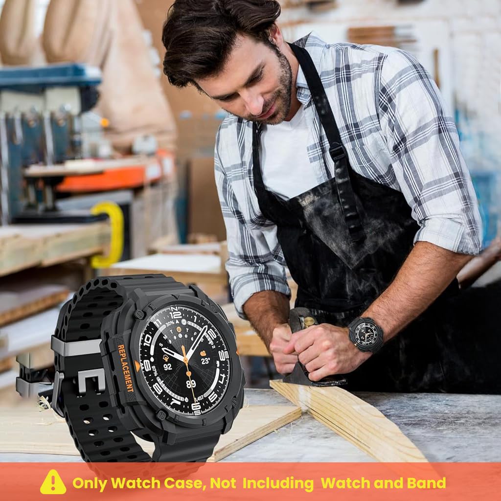 ZORBES Galaxy Watch Ultra 47mm Case for Samsung with Snap-On TPU Edge Guard | Black