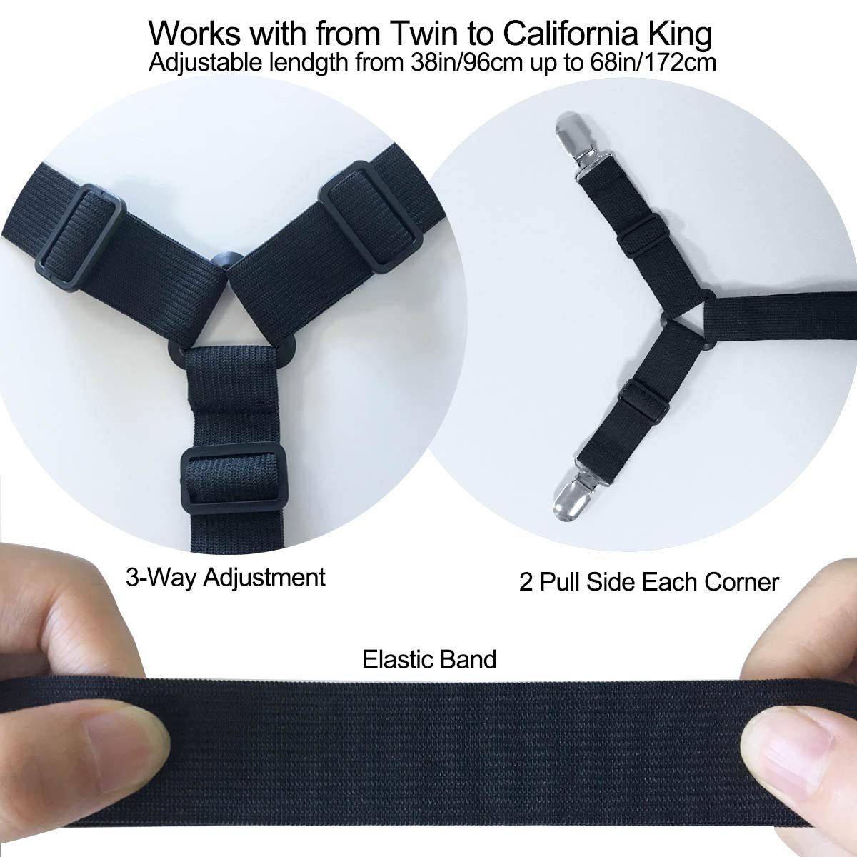 HASTHIP Bedsheet Holder for Neated Bed Sheets with Adjustable Crisscross Straps | 2pcs Set