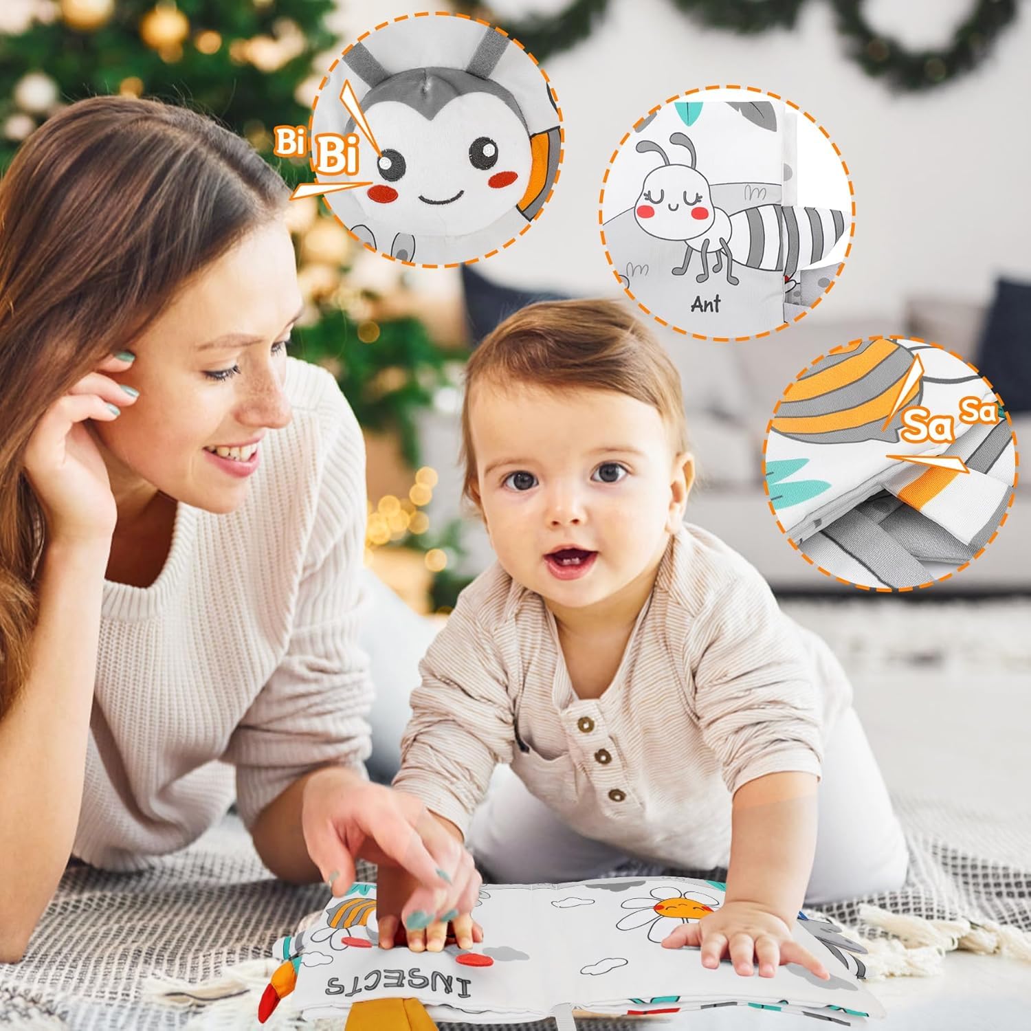 SNOWIE SOFT Insect Cloth Books for Babies with Crinkle and Squeaky Pages | Washable Non-Toxic Toy