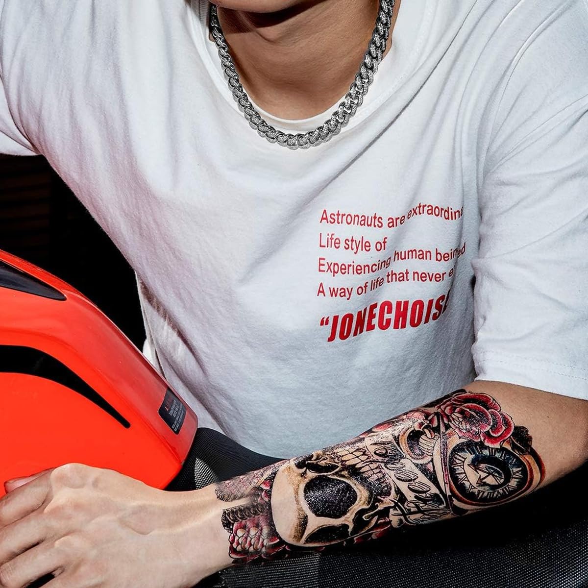 Zibuyu Chain for Men with 13mm Cuban Zircon Links and Platinum Silver Finish | 19.6 inch Necklace