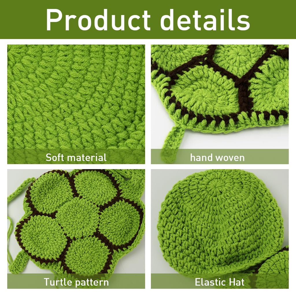 SNOWIE SOFT Newborn Photography Outfit for Baby featuring Handmade Green Turtle Crochet Costume