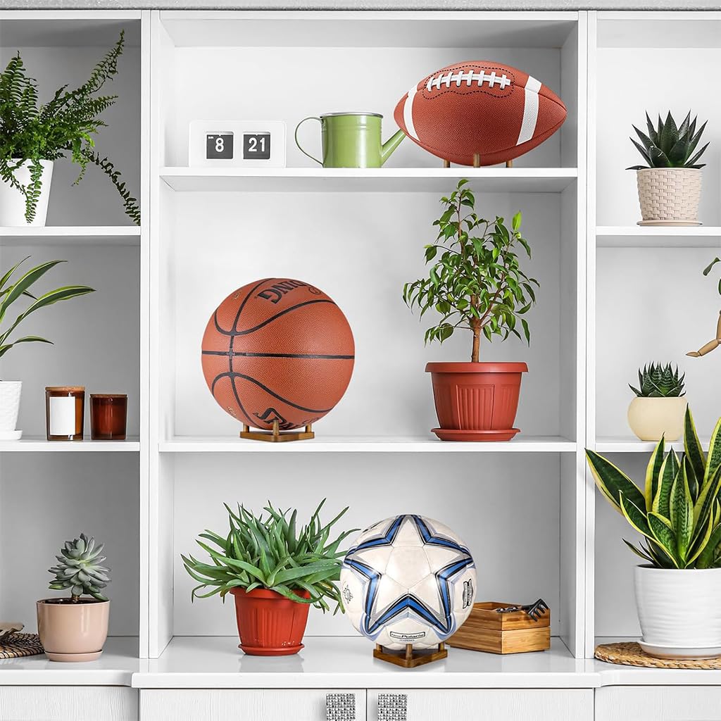 HASTHIP Triangle Wooden Ball Display Rack for Desktops with Stable Stand | 13.5x13.5x5cm