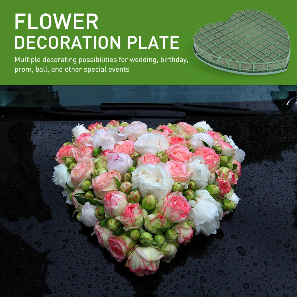 HASTHIP Heart Shape Floral Foam Frame for Wedding Car Decoration with Suction Cups | 20x21cm Plastic Arrangement Frame