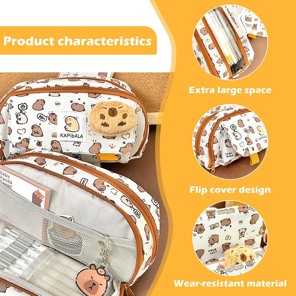 Zibuyu Pencil Case for School and Office featuring Multi Layer Organizer 21x8x11cm | Washable Fabric for Students and Teens