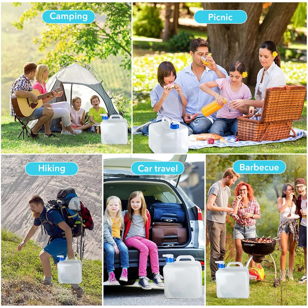 Optifit Collapsible Portable Water Storage Tank for Camping with 20L Capacity and Faucet | BPA-Free LDPE Food-Grade Container