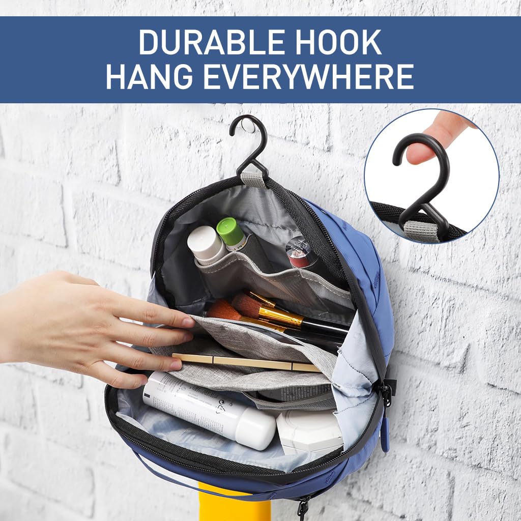 ZIBUYU Travel Bag for Toiletries with Waterproof Zipper and Hanging Hook | Nylon 27×10.5×16 cm Organizer for Men and Women