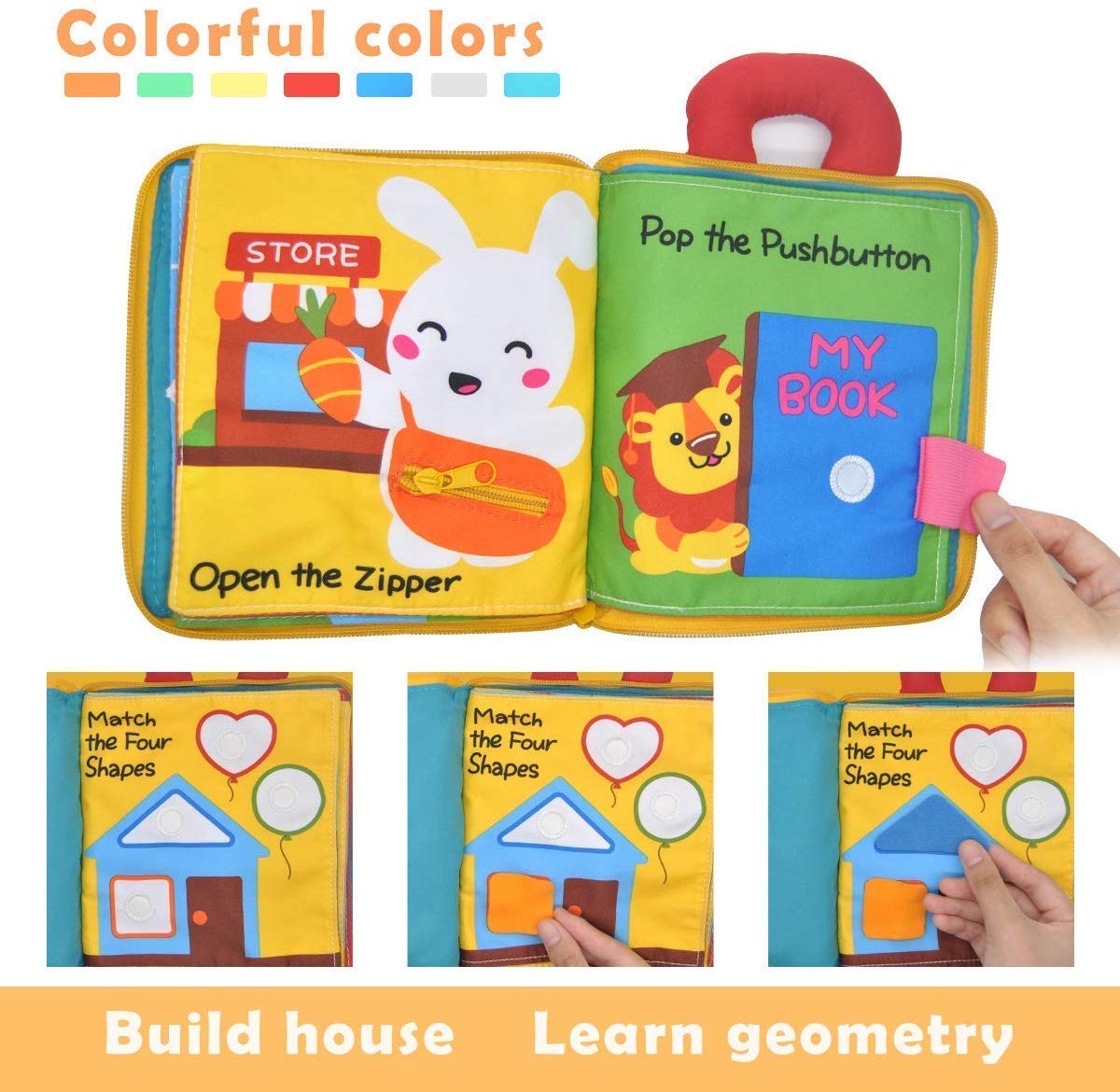 PATPAT® Cloth Book For Babies Infant Kids Early Development Cloth Book Learning Educational Baby Toys Soft Toys Gifts For Newborn, Yellow