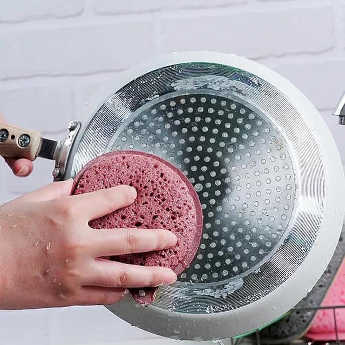 HASTHIP Kitchen Sponge Scrubber Pads for Pots and Dishes 6Pcs featuring No Mark Cleaning | Multi Color Reusable Scrubbing Pads