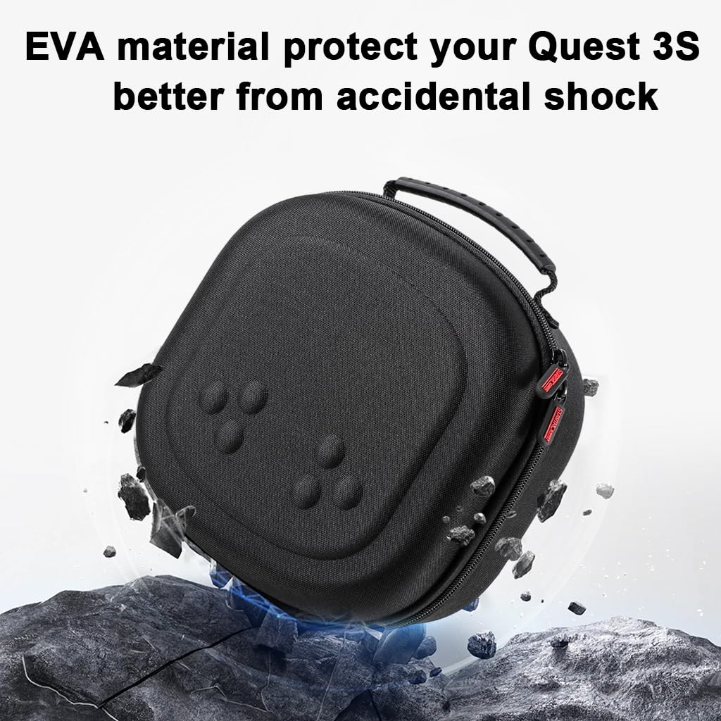 ZORBES VR Headset Storage Case for Meta Quest 3S 3 and 2 with Elastic Strap and EVA Hard Shell