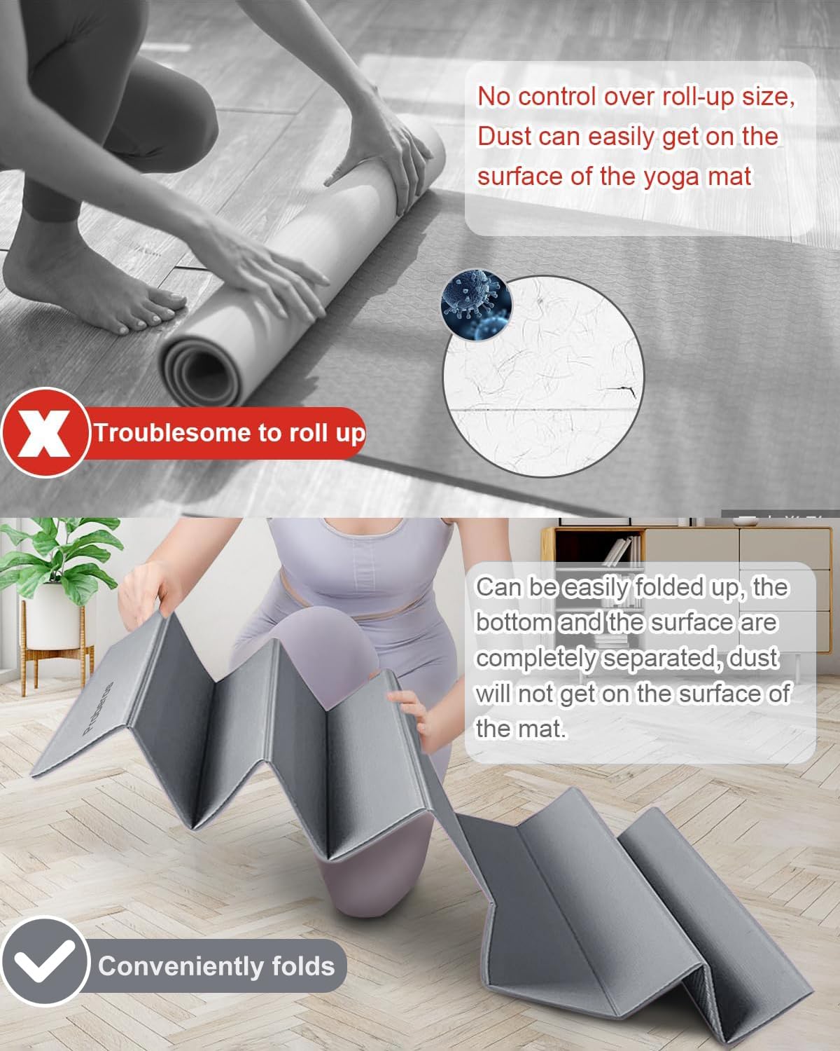 Proberos Yoga Mat for Home Workout with Double Sided Anti Slip Surface 72x24 in | TPE 6mm Thick