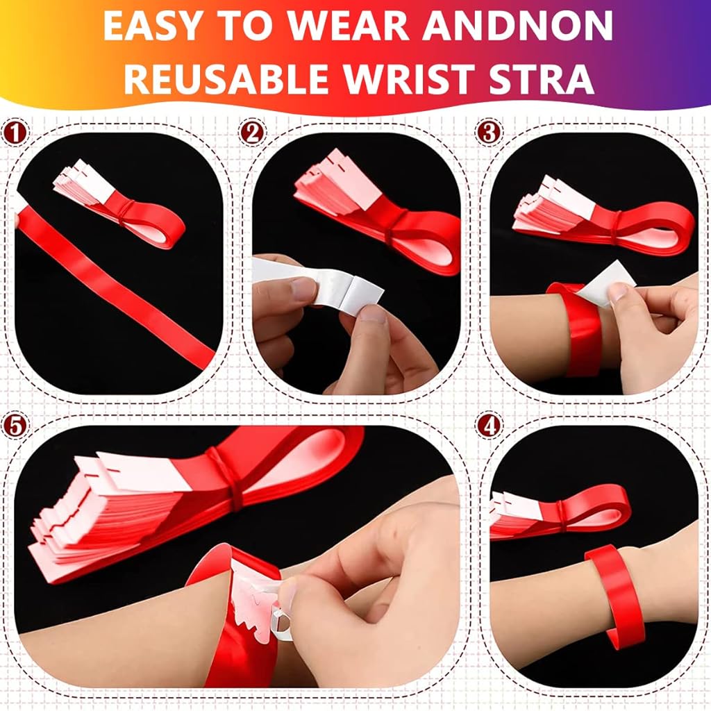 HASTHIP® 600 Pack Paper Wristbands Neon Wrist Bands for Events Variety Neon Wrist Bands Lightweight Concert Wristbands Colored Waterproof Hand Bands for Party(100*Red+100*Orange+100*Yelllow)