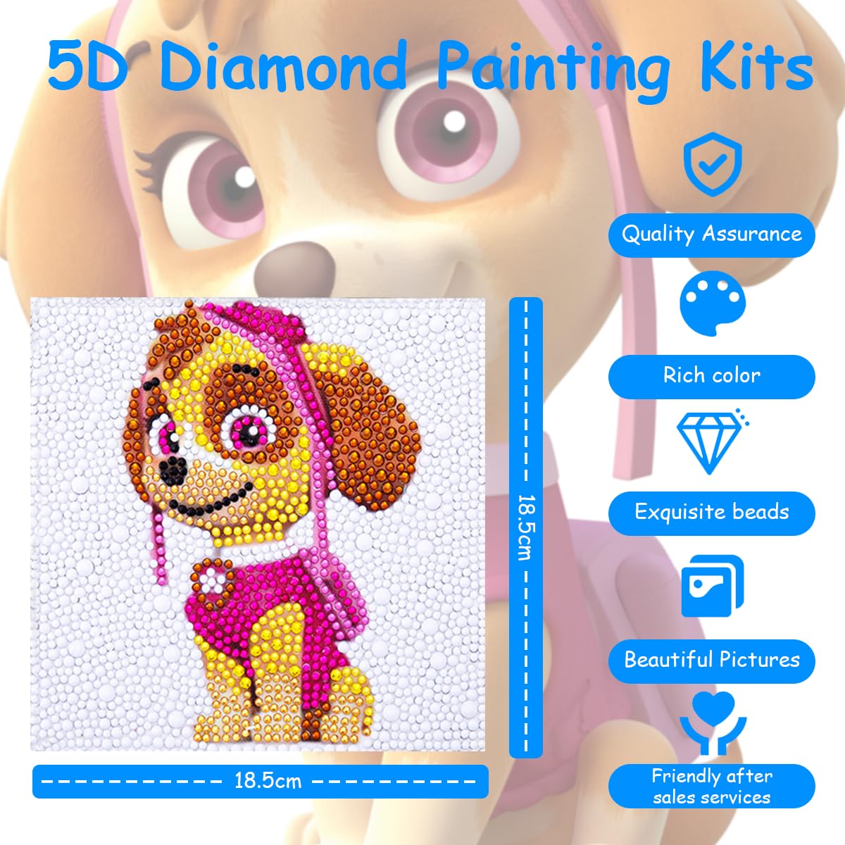 PATPAT 5D Diamond Painting Kits for Kids with Frame and Gem Stickers by Number | DIY Arts and Crafts Set