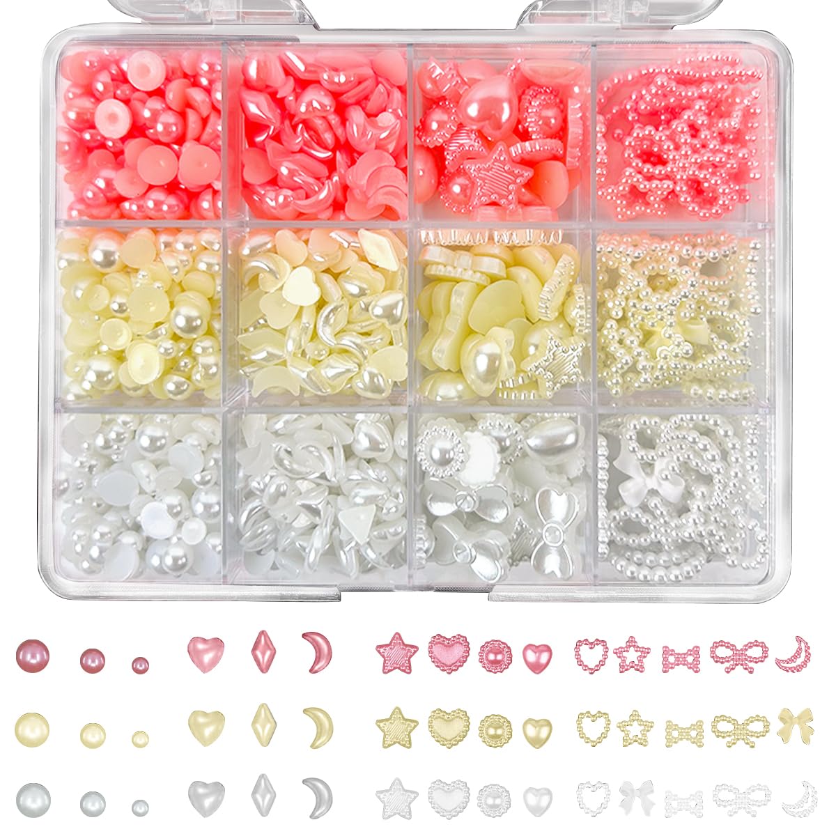 MAYCREATE® Nail Sequins Kit 12-Grid Gold Pink Flower Nail Glitter Sequins, Craft Nail Art Kit Supplies Heart Butterfly Nail Sequin Flakes for DIY Nail Decorations Salon Tools