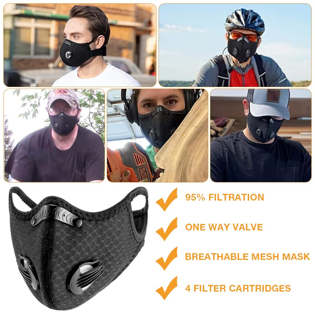 Serplex Sports Face Mask for Cycling and Outdoor Use with 4 Filters | Adjustable Mesh Design