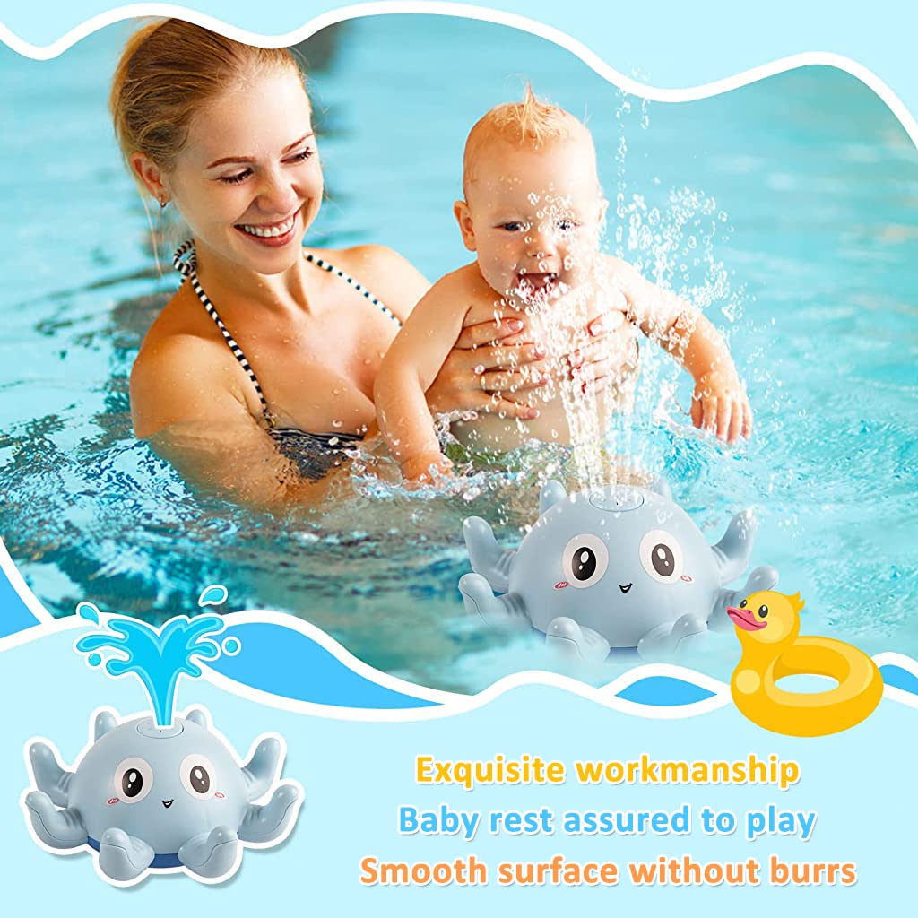 ZIBUYU Baby Bath Toys for 6–24 Months with LED Light and Water Spray | ABS Octopus Sprinkler