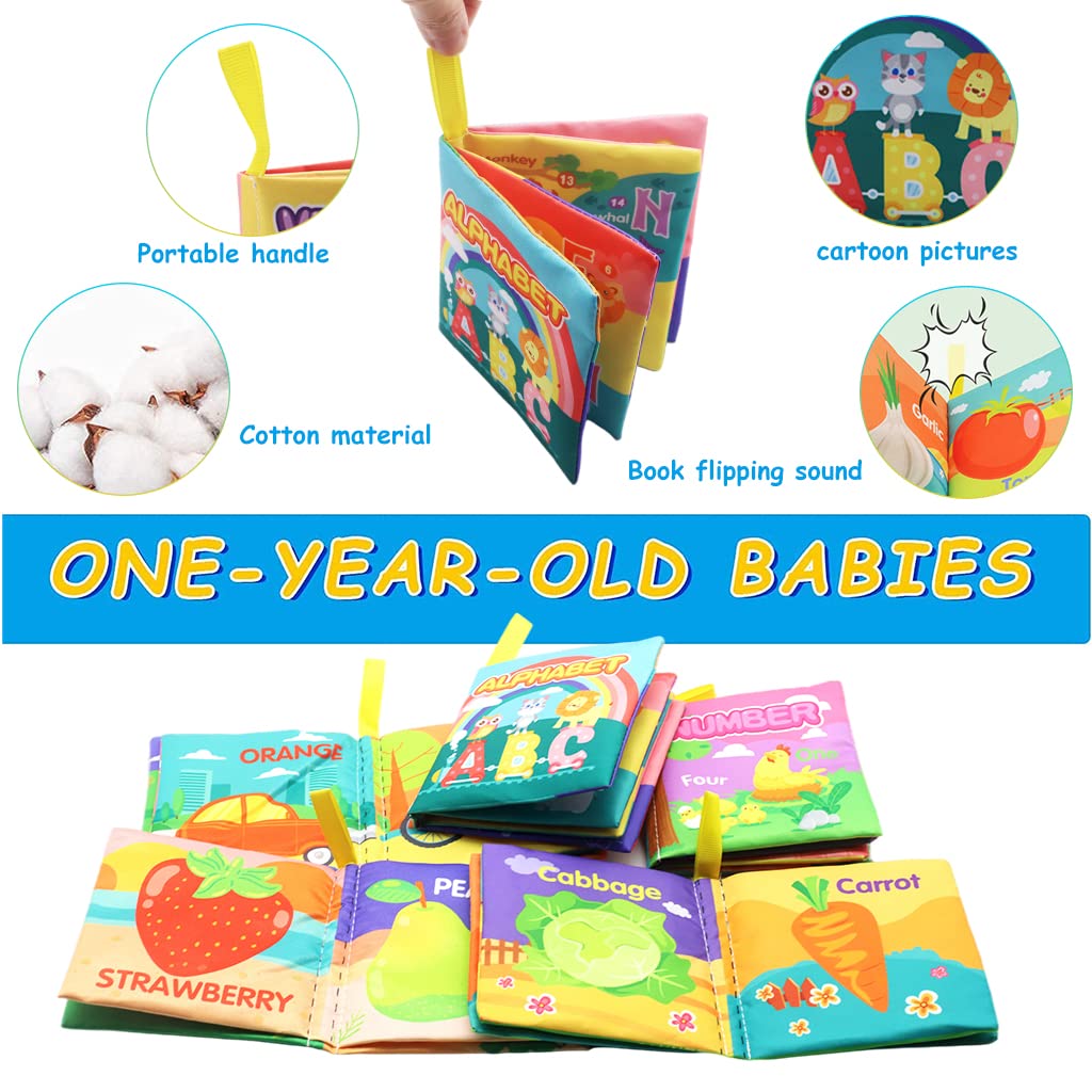 PATPAT Cloth Books for Babies with Crinkle Sound including 6 Themes and Soft Polyester Pages