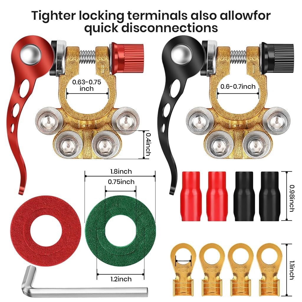 STHIRA Battery Terminal Connectors for Cars Boats and RVs with 4 Bolt Quick Release Copper Design