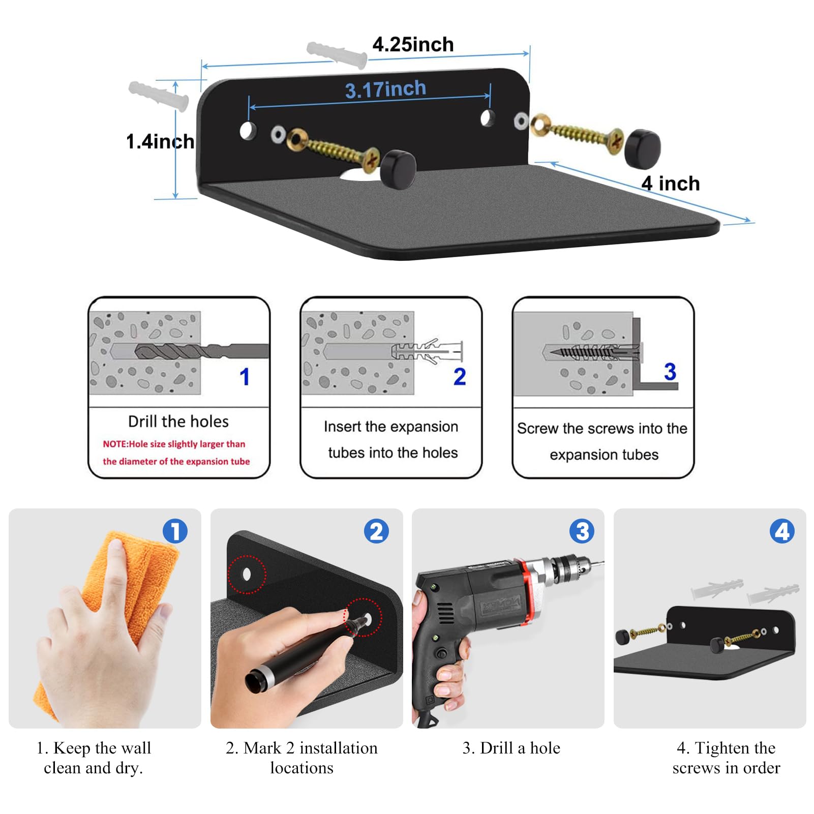 ZORBES Wall Shelf Speaker Stand for Bluetooth Speakers featuring Anti Slip Pad and Screw Mount 11x10.5cm Acrylic Design