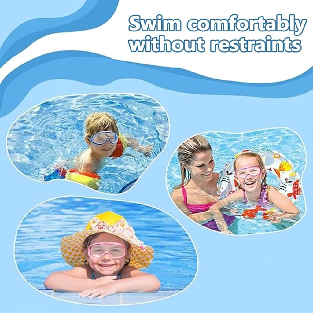 ZIBUYU® Swimming Goggles for Kids, with Adjustable Strap&Free Nose Clip, Silicone, Polycarbonate UV Protection&Antifog Goggles Air Tight for Swimming Girls&Boys (Blue Black)