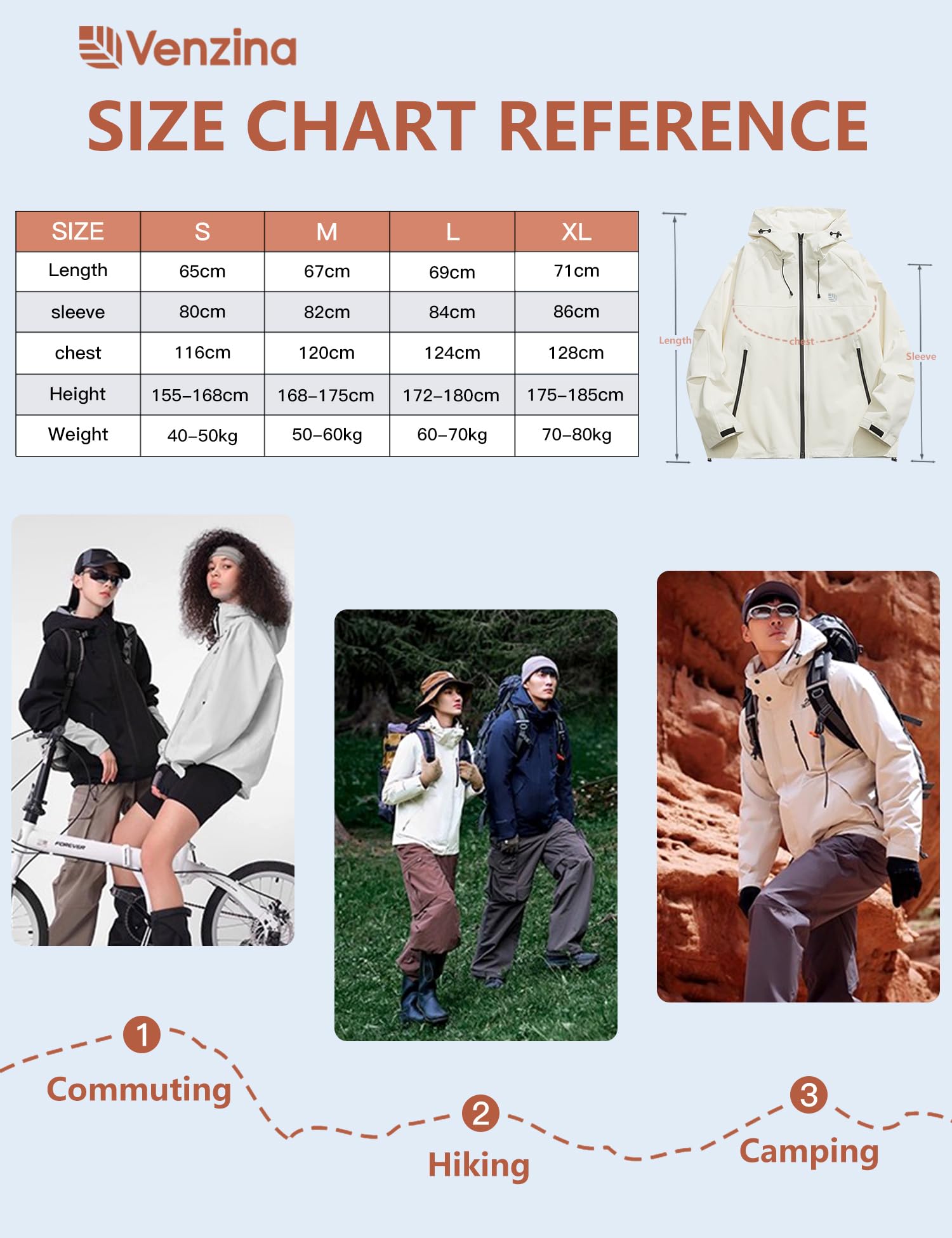 Venzina Women's Waterproof Jacket for Travel and Commuting with 75D Fabric | Windproof Light Khaki Coat