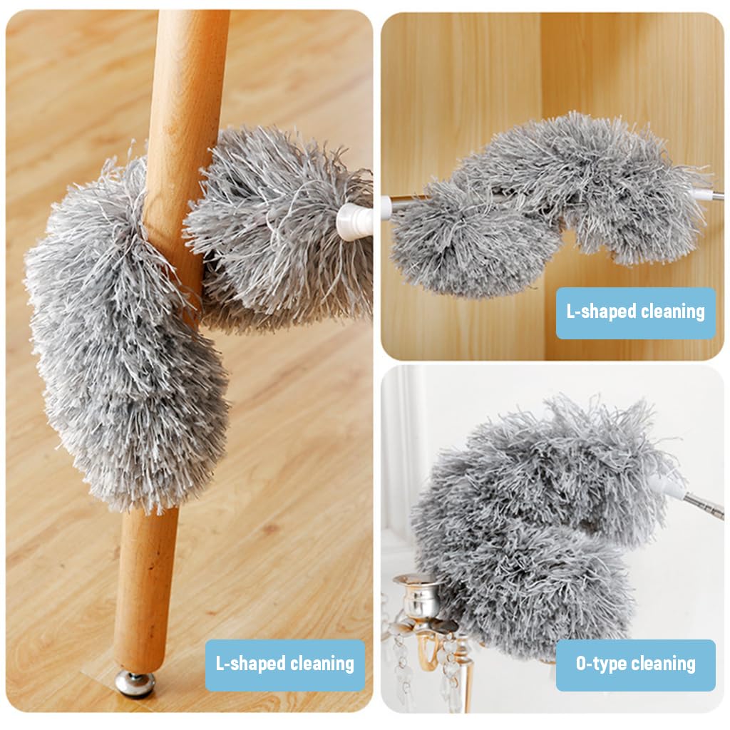 HASTHIP Ceiling Duster for High Ceiling Fans with 2.8m Telescopic Rod and 9‑Piece Kit | Microfiber and Chenille Cleaning Set