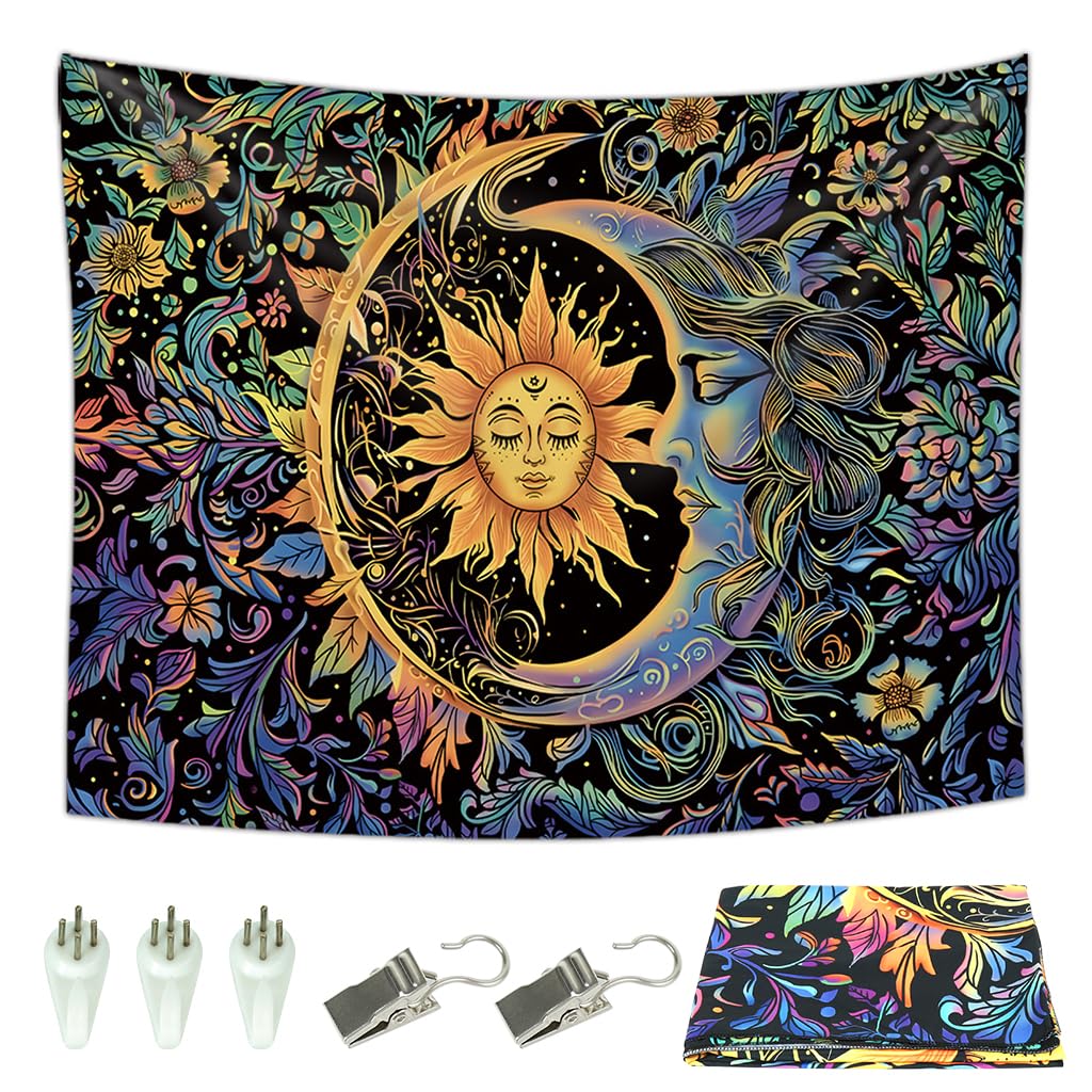 Zibuyu Sun and Moon Boho Tapestry for Bedroom with HD Print 130x150cm Polyester | Artistic Home Decor