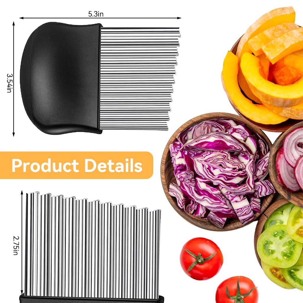 ZIBUYU Crinkle Cutter Knife for Wavy Vegetable and Potato Slicing with 5.4 in Blade | Stainless Steel and ABS Handle