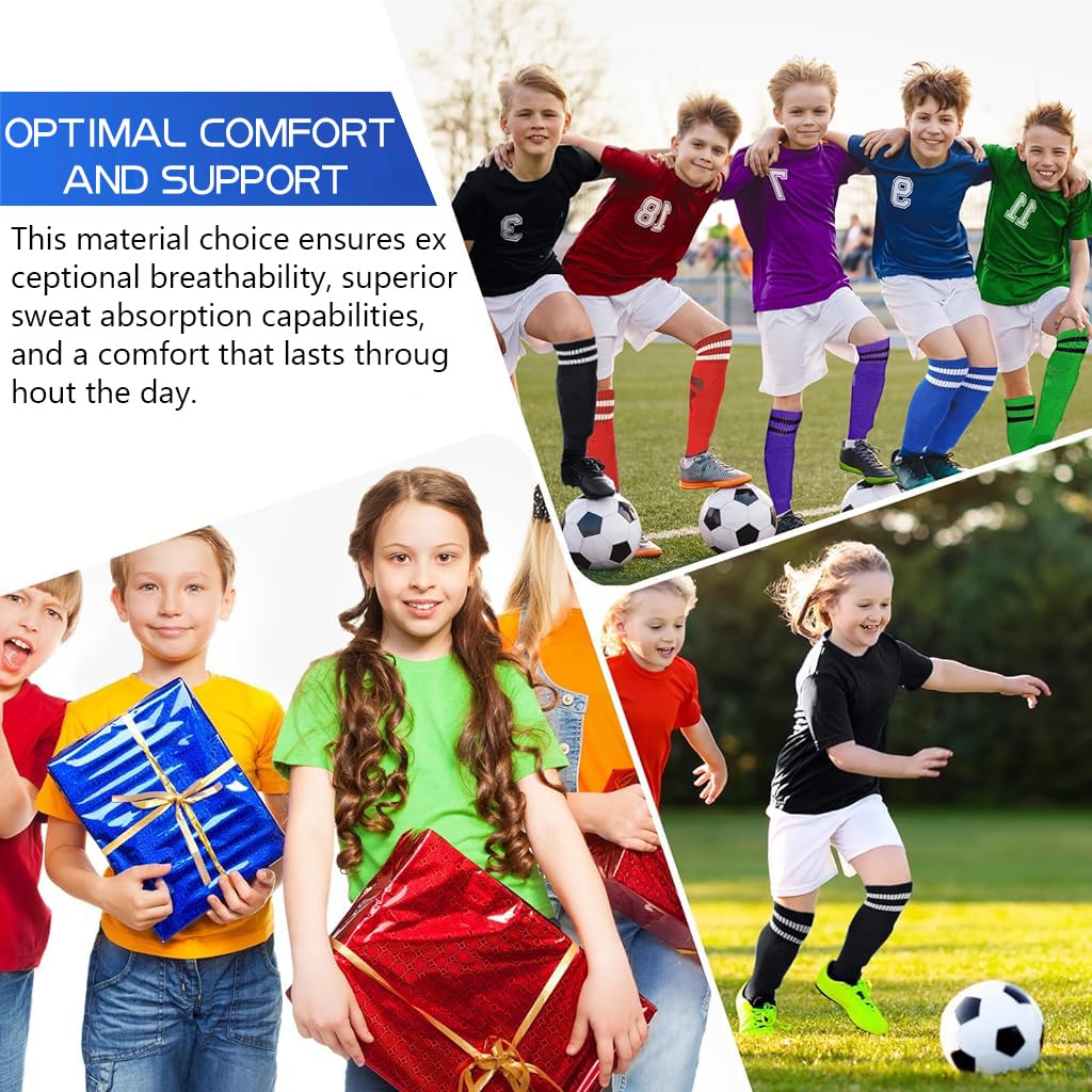 Proberos Soccer Shin Guards for Kids with 14 in Compression Socks featuring Anti Slip Grip | Protective 3 PCS Set