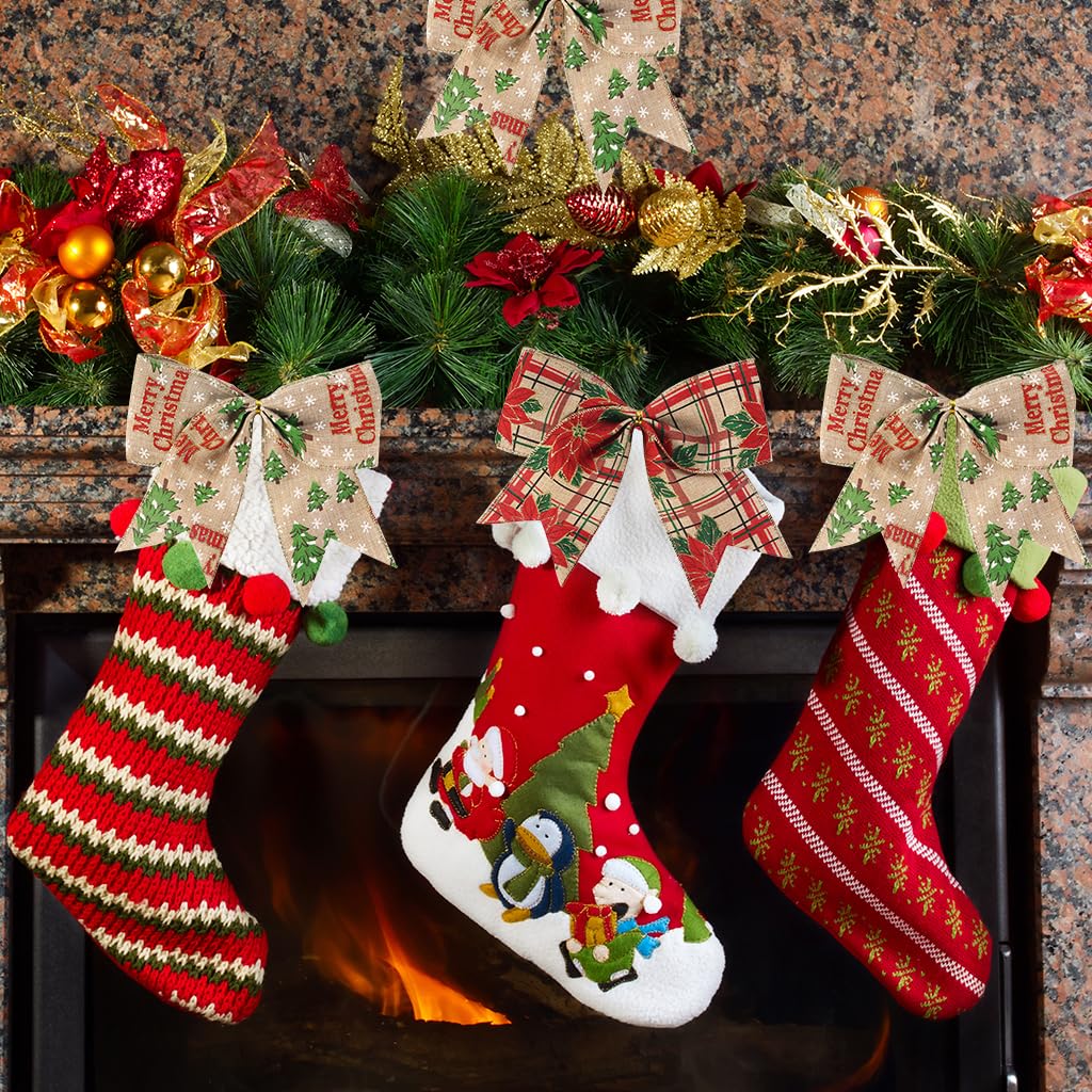 HASTHIP® 6.6ft Christmas Ribbon 2.48 inches Width Hemp Christmas Decorative Ribbon Gift Paking Ribbon Christmas Tree Ornament Rustic Christmas Decorative Ribbon, 2 Rolls