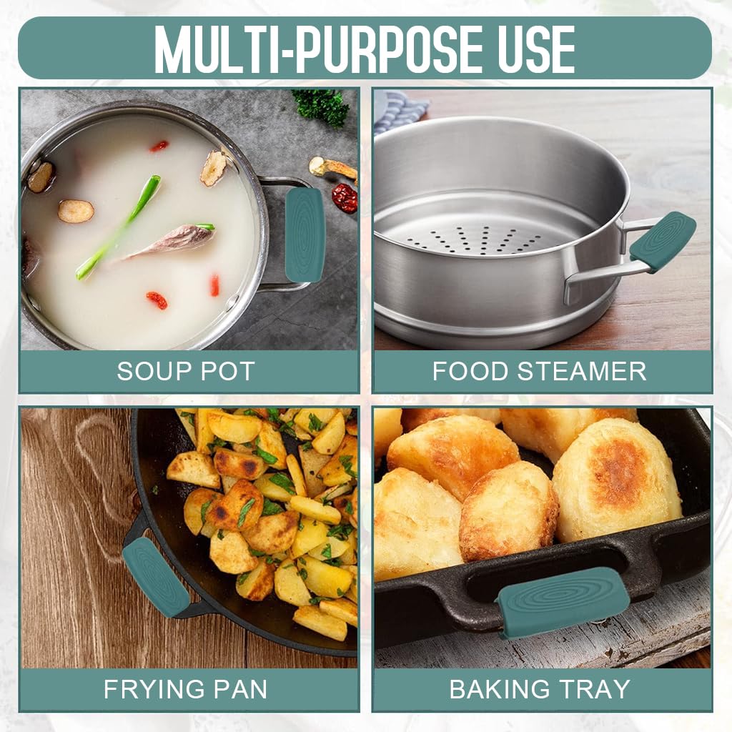 Supvox Silicone Handle Grips for Cast Iron Tawa with Snap-On Anti-Slip Design | 2 Pairs