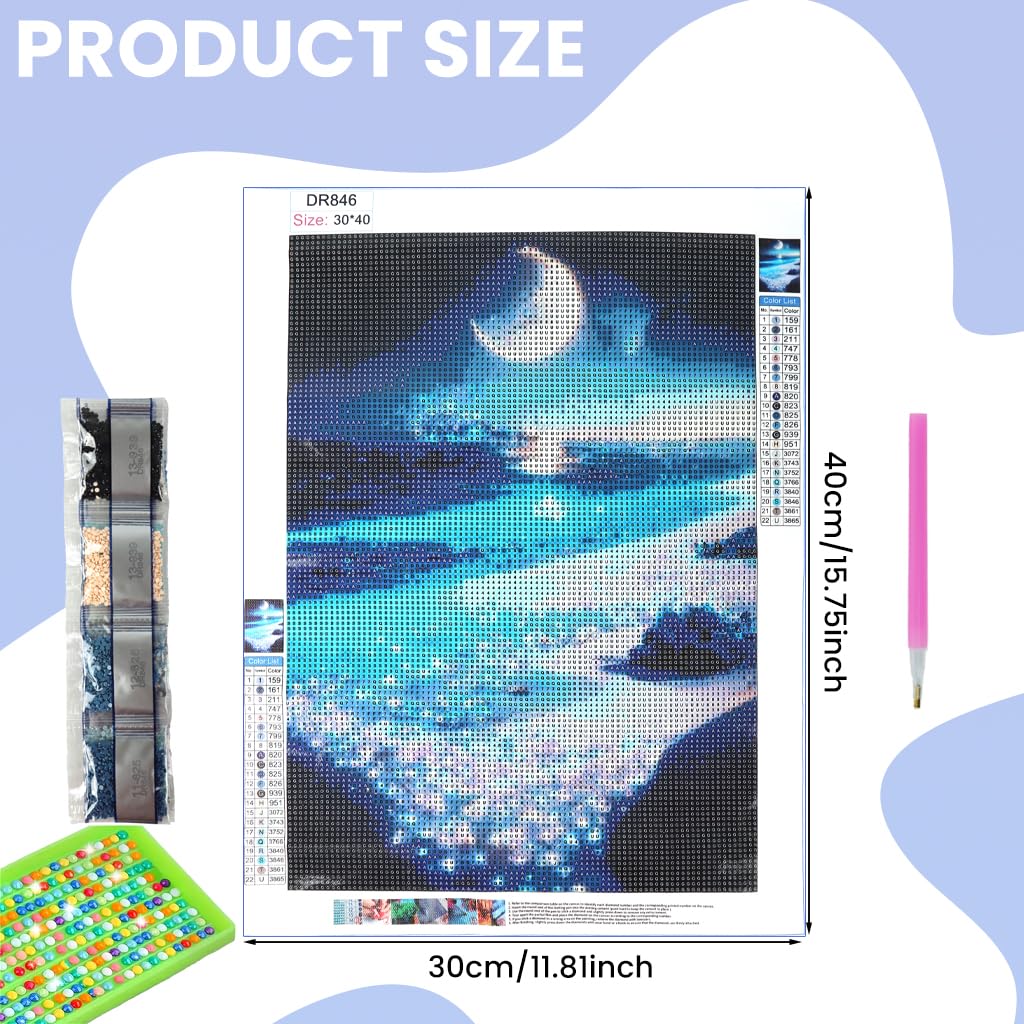 Zibuyu Beach Diamond Art Painting Kit for Relaxing Home Décor 30x40cm with Extra Beads & Tools