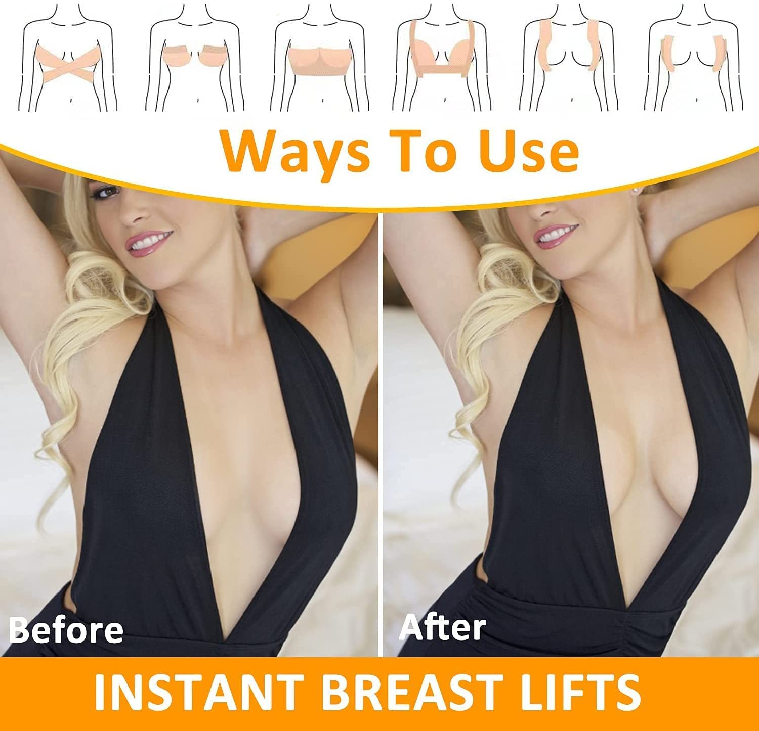 MAYCREATE Boob Tape for Breast Lift with 5cm×5m Free Cut Design and 10 Pair Nipple Covers | Beige