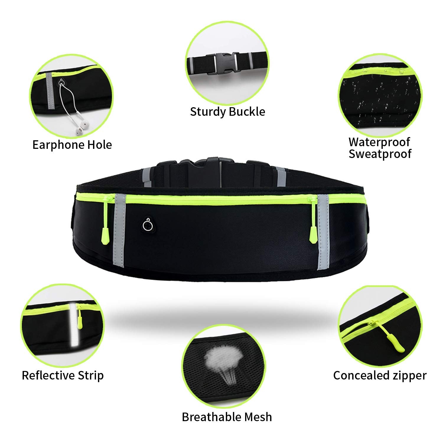 ZIBUYU® Waist Bag for Men and Women Stylish Slim Travel Waist Pouch Sling with Adjustable Strap Waist Bag for Traveling Walking Cycling Running Hiking Hold Phones, Keys, Cards (Grey)