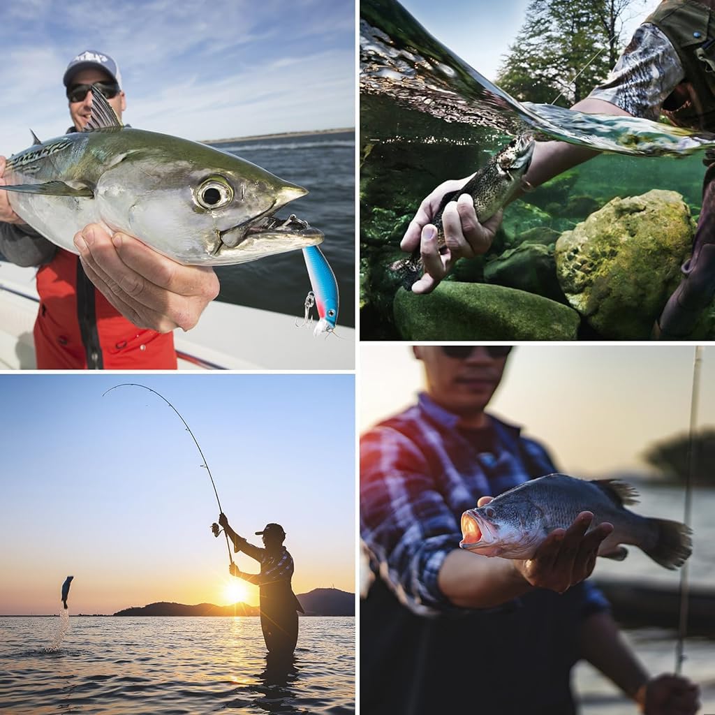 Proberos Fishing Rod Full Set for Freshwater and Saltwater with 8.9 ft Carbon Fiber Rod | 5 kg Load Capacity and Smooth 5.5:1 Spinning Reel