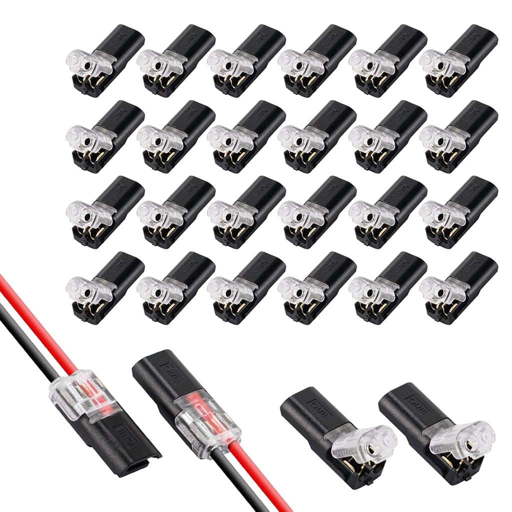 Serplex® 72PCS 2-Pin Cable Connector for 18-24AWG Wires 2 Way Universal Compact Wire Terminals Push-Type Connectors with Locking Buckle Electrical
