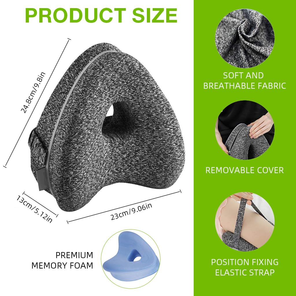 HASTHIP Cotton Knee Pillow for Side Sleepers with Ergonomic Contoured Shape and Washable Cover