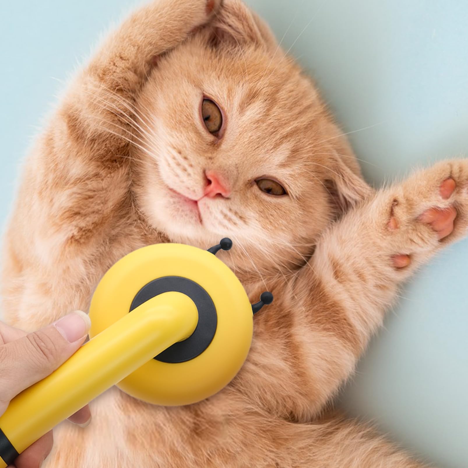 Qpets Grooming Brush for Dogs and Cats featuring 3.3 in Slicker Head with One Button Clean | Stainless Steel Bristles and Anti Slip Handle