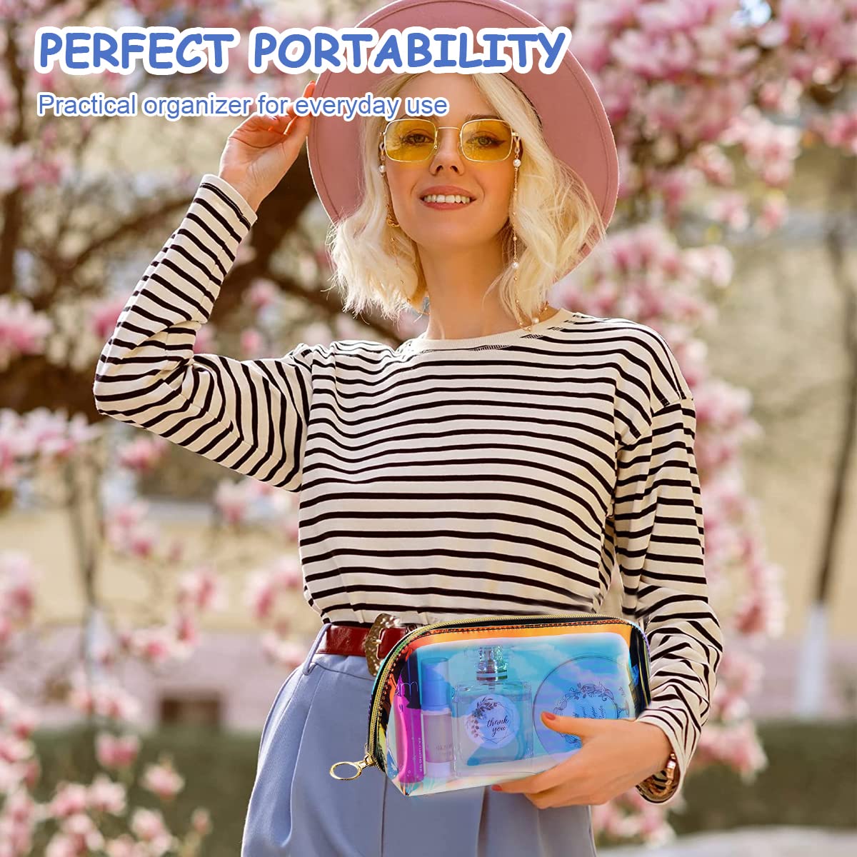 MAYCREATE Cosmetic Bag for Travel and Daily Use featuring 7.5×16×9cm Capacity | Semi‑Transparent TPU Makeup Organizer